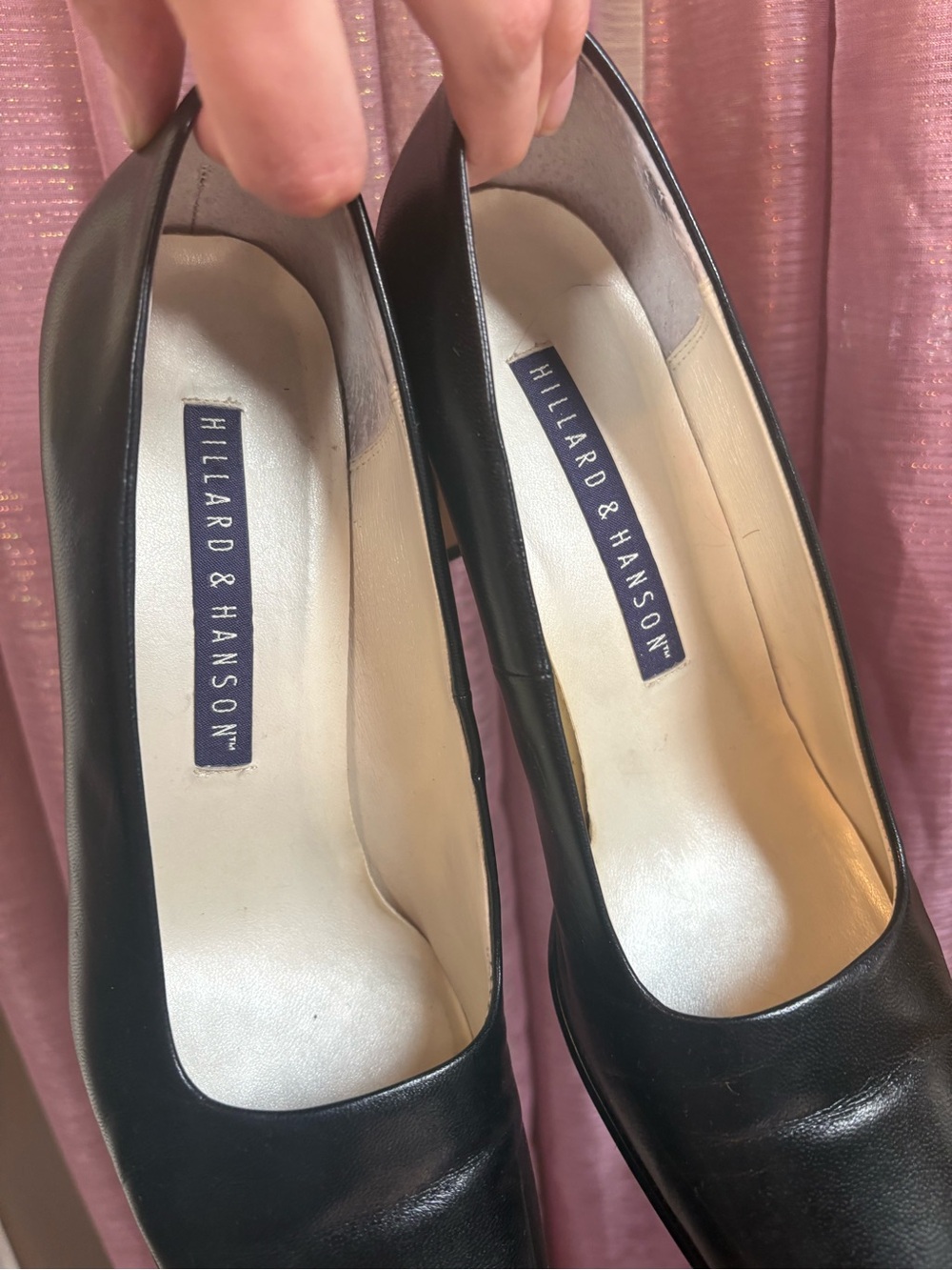Vintage 90s Black Leather Chunky Heel Pumps - Picture 5 of 7